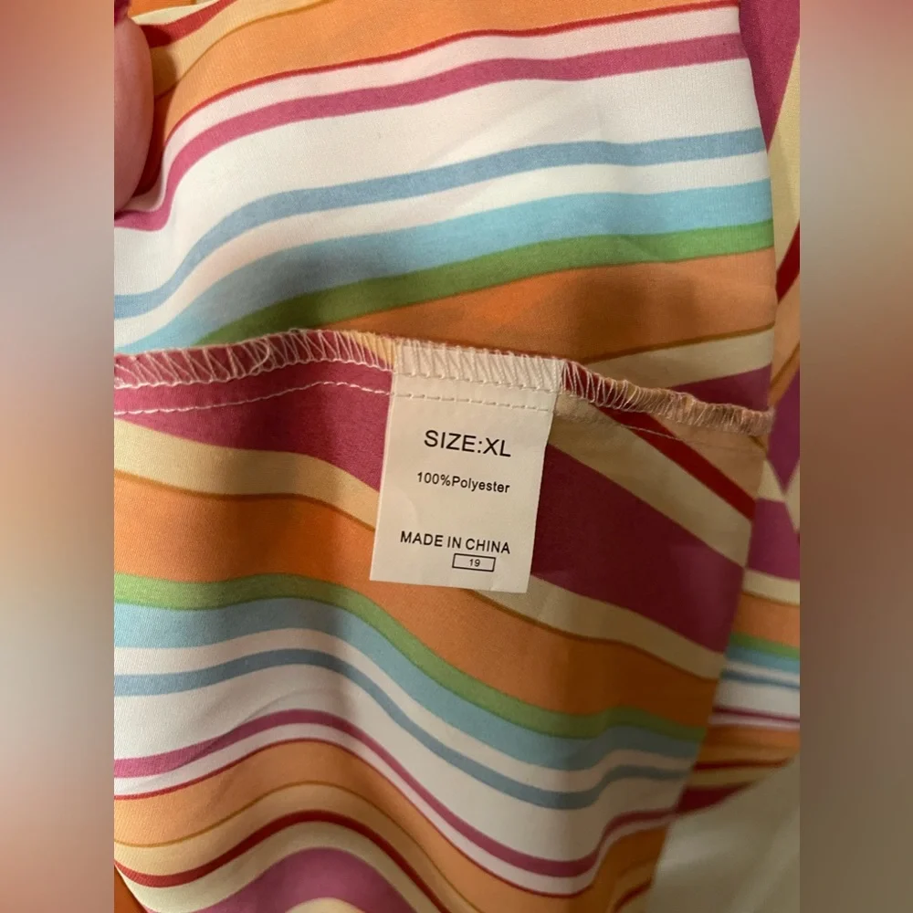 First In Line Bright Striped Dress Flowing Material Size XL - Picture 5 of 5